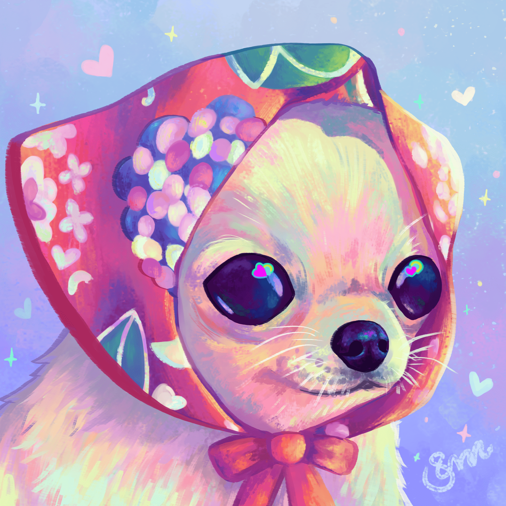 Ilustración de encargo con estética pastel y detalles de fantasía